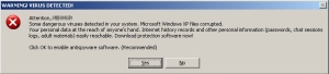 Trojan-Loserbar spawns another classic fake-infection-alert dialog.
