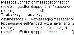 Java code calls the phone's SMS messaging functions