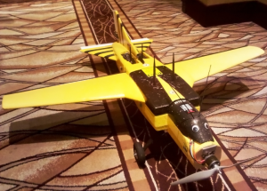 The Wasp, a home made UAV, equipped with wireless sensors and scanners
